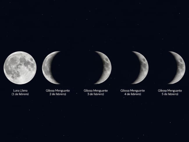 Así se verá la Luna el 1, 2, 3, 4 y 5 de febrero de 2026