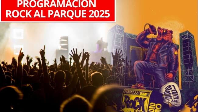 Programación rock al parque 2025 // Imagen de referencia de concierto de rock // póster de Rock al Parque 2025 // redes festival