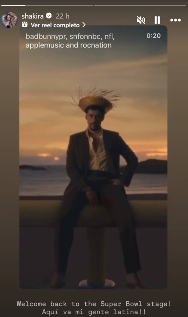 SHAKIRA APOYA A BAD BUNNY POR SUPER BOWL INSTAGRAM SHAKIRA