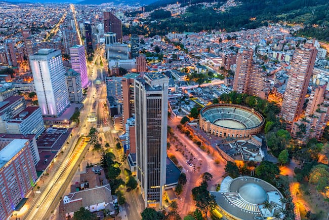 Vista aérea de Bogotá, Colombia (Foto vía Getty Images)