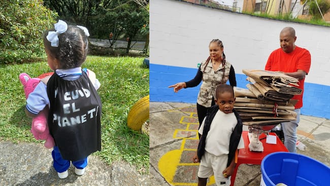 Personas reciclando Hogar Infantil los Caunces
Niños reciclando