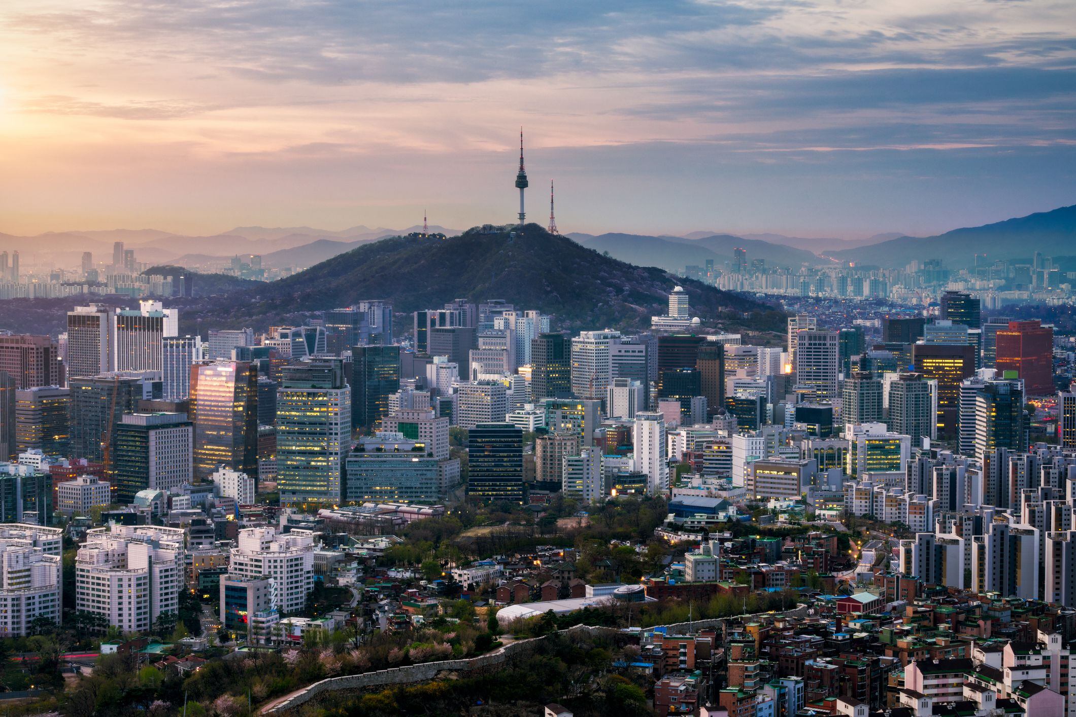  The best viewpoint and trekking from inwangsan mountain in Seoul city, South Korea. Getty